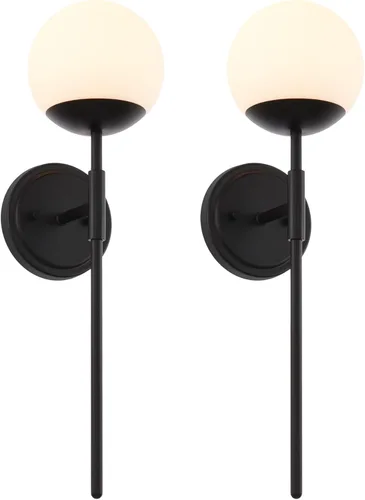 Miniatura 24 de Juego de 2 apliques de pared de latón envejecido, apliques modernos de tocador de baño para iluminación de pared, luminarias de tocador con vidrio