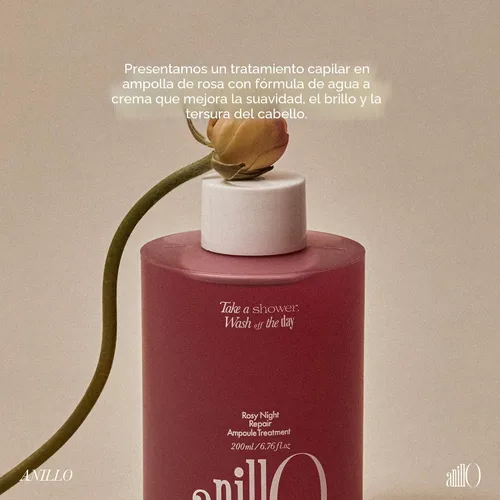 Miniatura 7 de Tratamiento Rosy Night de ampollas capilares para cabello dañado – Fórmula de reparación de agua a crema con péptidos y aminoácidos – Control