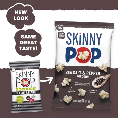 Miniatura 5 de SkinnyPop - Palomitas de maíz de sal marina y pimienta, sin gluten, sin OMG, bocadillos saludables para palomitas de maíz, Skinny Pop, bolsa