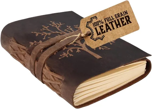 Miniatura 14 de Diario de cuero con papel para cuaderno rayado - MOONSTER® Diarios encuadernados en cuero para escribir para mujeres y hombres, 18x13cm Cuadernos