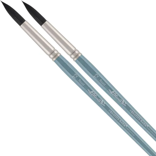 Mimik - Pinceles de acuarela profesionales, redondos # 12, pelo sintético de ardilla, pinceles de cerdas naturales para acuarelas, gouache y