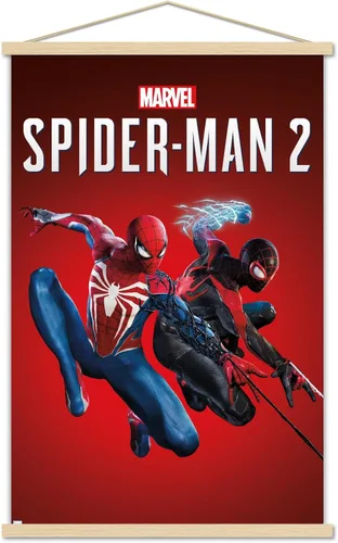 Trends International Marvel's Spider-Man 2 - Póster de pared de arte con llave, 22.37 x 34.00 pulgadas, paquete de impresión premium y colgador de