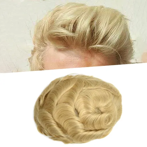 Miniatura 20 de Tupé de pelo para hombres Cabello humano para hombre Hairpieces y tupés Durable Fine Monofilament Mens Hair System Lace Front Mens Toupee Mens Hair