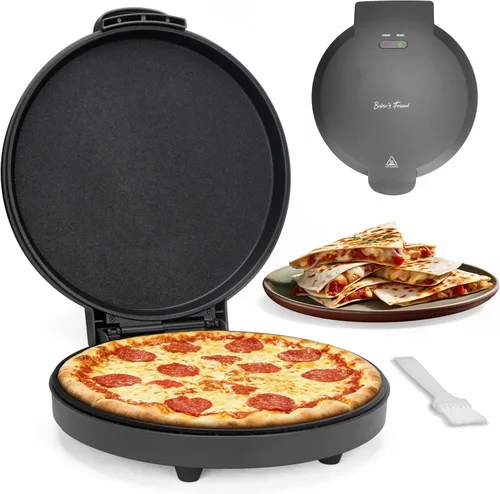 Baker's Friend Máquina eléctrica de pizza para encimera, máquina para hacer pizza de 12 pulgadas para el hogar, máquina de quesadillas, placas de