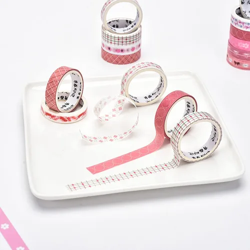 Miniatura 7 de Juego de 12 rollos de cinta adhesiva Washi de 0.315 in de ancho, 6.6 pies de cintas decorativas multipatrón, para suministros escolares