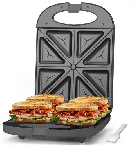 Baker’s Friend Sandwichera para Desayuno, Prensa de Parrilla para Panini de 4 Rebanadas, Sandwichera Eléctrica con Luz Indicadora, Sandwichera para