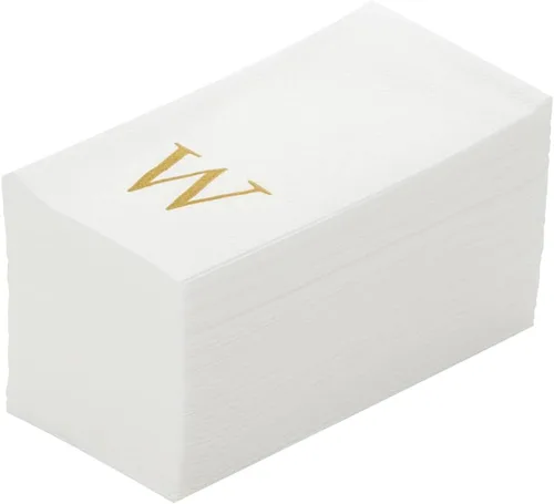 Miniatura 46 de Luxenap Toallas de invitados de tacto de lino de 15.8 X 7.9 pulgadas, 50 toallas de mano con letras - Letra dorada "S", fuente sans serif
