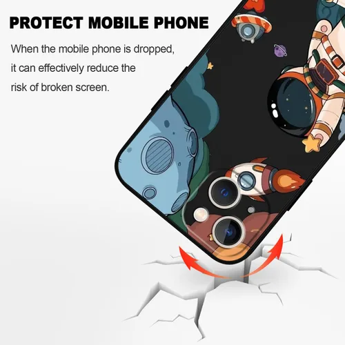 Miniatura 5 de LEECG Funda para iPhone 13 con diseño de mariposas y flores, diseño de astronauta, funda de teléfono con forro de microfibra suave, funda delgada