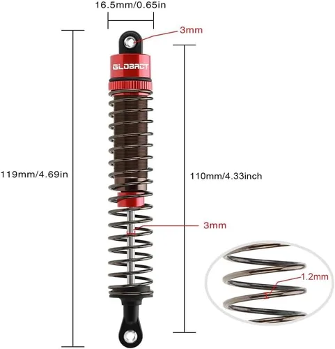 Miniatura 2 de Juego de 4 amortiguadores RC ajustable para coche de oruga RC Axial SCX10 TRX4 D90 (4.331 in)