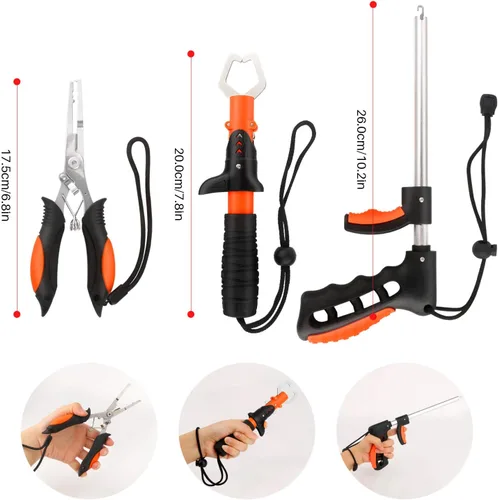Miniatura 7 de mouhike Kit de herramientas de pesca, alicates de pesca, pinza de labios de pescado, removedor de anzuelos de pesca, báscula digital de pesca