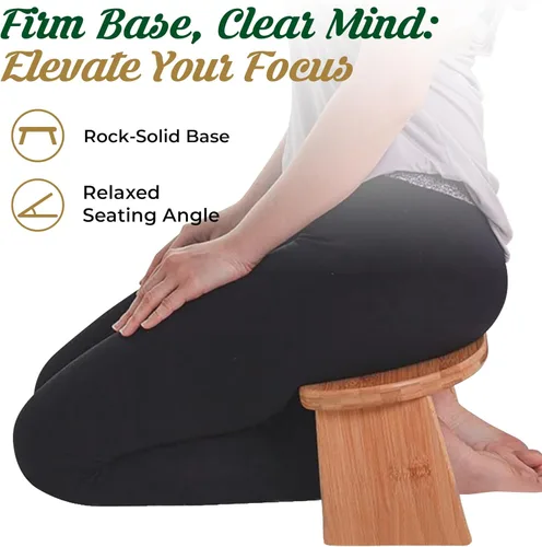 Miniatura 6 de Monk & Llama Banco de meditación – Taburete plegable y ergonómico de bambú – Perfecto banco Seiza silla de meditación para oración y viajes – Gris