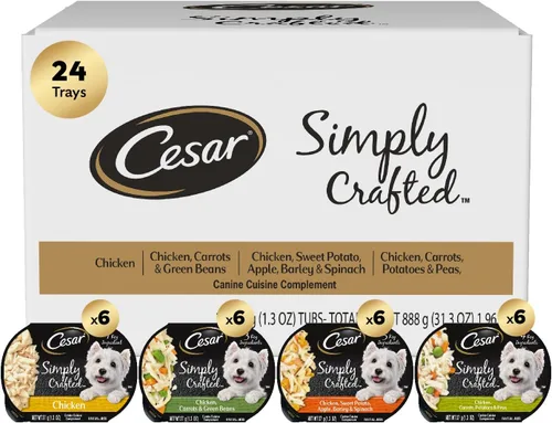 Miniatura 15 de Thierry Mugler Cesar Simplemente elaborado para adultos para adultos Comida para perros Comida Topper Variedad Pack, Pollo, Zanahorias, Y Frijoles