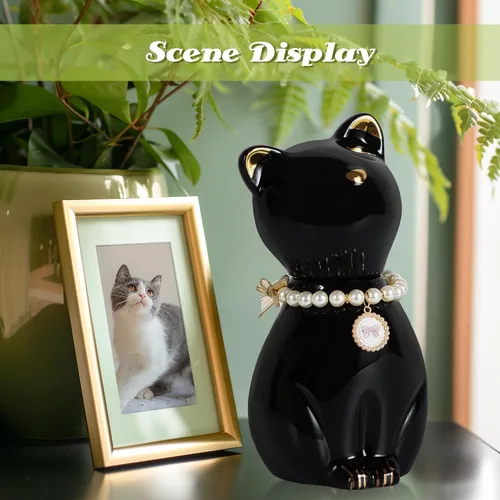 Miniatura 3 de Urnas de gato para cenizas, elegante recuerdo de cremación de mascotas, urnas funerarias, urna negra para mascotas, caja conmemorativa con collar