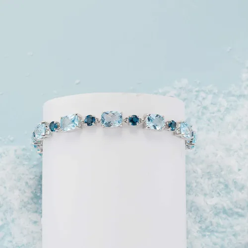 Miniatura 3 de Ross-Simons 19.50 ct. t.w. London and Sky Blue Topaz Bracelet in Sterling Silver