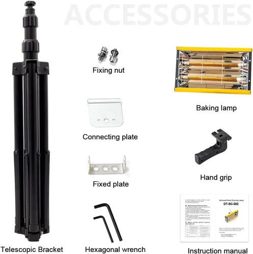 Miniatura 6 de DATOUBOSS Lámpara infrarroja para hornear pintura 2000w secador de secado de onda corta lámpara con soporte