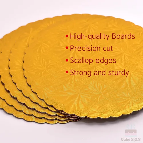 Miniatura 4 de Tableros para tartas con borde festoneado dorado de 12 pulgadas, 6