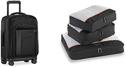 Briggs & Riley ZDX - Paquete de 3 cubos de embalajeorganizadores de equipaje con cremallera expandibles, color negro, giratorio, 21 pulgadas y 3