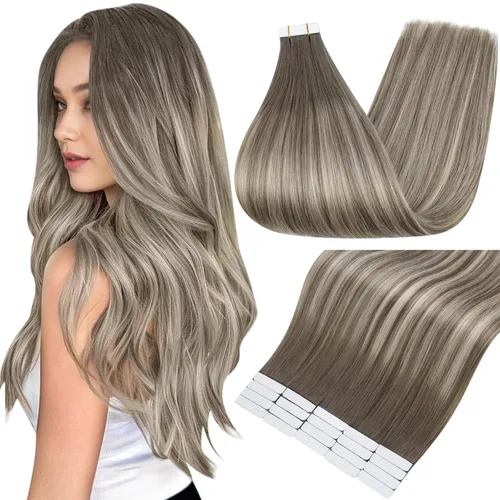 Miniatura 38 de Full Shine - Extensiones de cabello con cinta adhesiva de 18 pulgadas, extensiones de cabello Remy de 1.76 oz, extensiones de cabello lacio