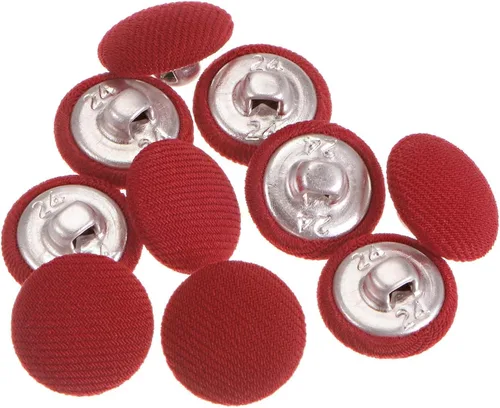 Miniatura 104 de HARFINGTON 10 botones de tela de 24L cubiertos de tela de 0.59 pulgadas, vástago de metal, botones de costura redondos para trajes, blusas de Azul