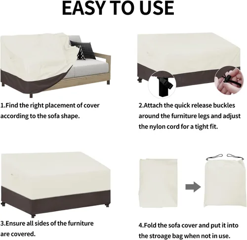 Miniatura 6 de Easy-Going Funda para silla de patio, resistente a los rayos UV, bicolor, impermeable, para muebles de exterior, con dobladillo reflectante