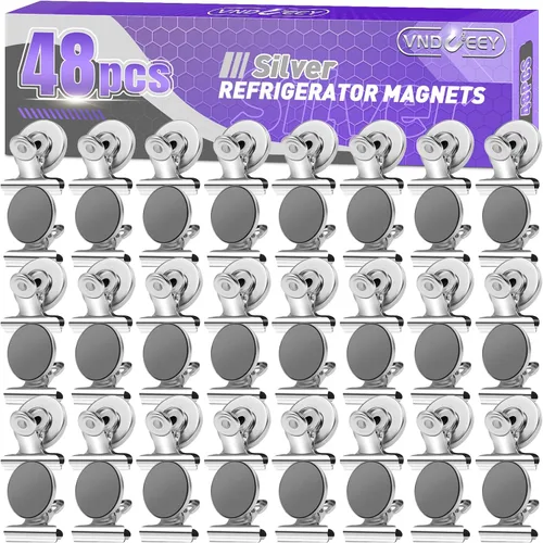 Miniatura 10 de VNDUEEY Paquete de 6 imanes para refrigerador, imanes para refrigerador, clips magnéticos negros, imanes para pizarra blanca, clips magnéticos