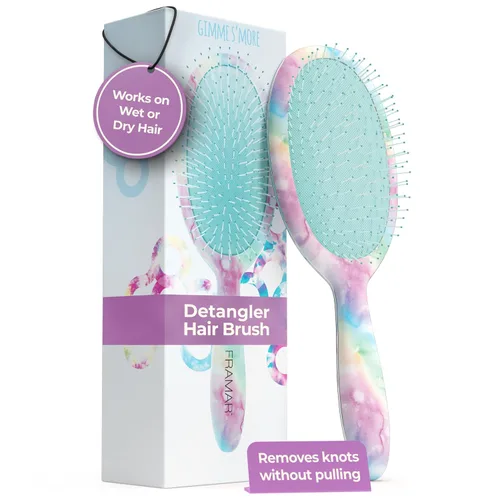 FRAMAR Cepillo para desenredar el cabello morado, cepillo desenredante para mujeres, cepillo para cabello mojado para niñas, cepillo desenredante de