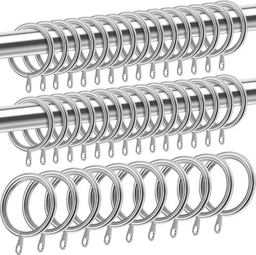 Miniatura 13 de Shappy Paquete de 40 anillos de metal para cortinero con ojales de diámetro interno de 0.98 pulgadas, se adapta a cortineros de hasta 0.7 pulgadas