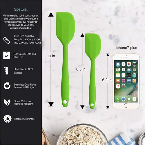 Miniatura 6 de Espátulas de silicona, espátula de goma de 11 pulgadas, resistente al calor, sin costuras, diseño de una pieza, antiadherente, flexible, raspadores