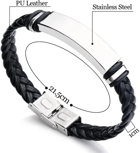 Miniatura 4 de Personalized Mens Bracelet Leather Engraved Bracelet Gift for Boyfriend Him Husband Dad Best man Customized Gifts Christmas Birthday Wedding