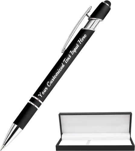 Miniatura 47 de Bolígrafo personalizado, 50 bolígrafos personalizados, grabado a granel con logotipo de nombre, lápiz digital de tinta negra suave con toque