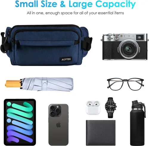 Miniatura 3 de AGPTEK Fanny Pack for Women Men, RFID Large Capacity Waist Wallet Bag, Adjustable & Waterproof Bum Belt Pouch for Travel, Running, Shopping, Hiking