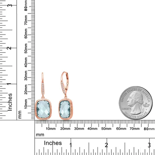 Miniatura 45 de Gem Stone King Aretes colgantes de plata de ley 925 con piedra natal y diamantes blancos cultivados en laboratorio de 4.60 quilates para mujer