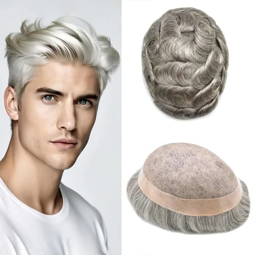 Miniatura 59 de Mens Toupee Hair Piece For Men Fine Mono Men Hair System Toupee For Men Hair Piece Real Human Hair System For Men Protesis Capilar Para Hombre 6x9