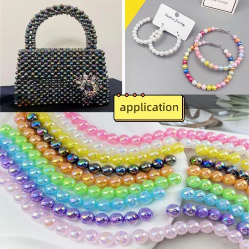 Miniatura 6 de Jmassyang 200 cuentas de perlas brillantes de 0.394 pulgadas (0.394 in), color AB, redondas, de plástico, acrílico, espaciador, manualidades