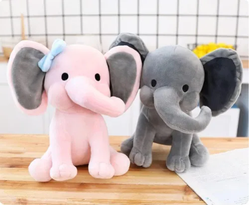 Miniatura 5 de NatureMan Animales de peluche de elefante, peluches kawaii, juguetes de peluche para bebés, niños y niñas, ideal para guardería, decoración de gris