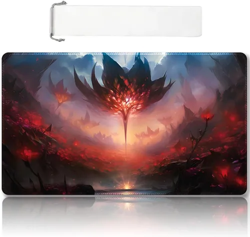 Miniatura 38 de Tapete de juego MTG cosido de alta calidad con zonas y parte trasera de goma antideslizante, tapete de juego TCG para MTG y otros juegos de cartas