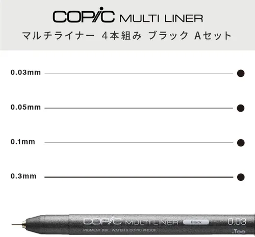 Miniatura 2 de Marcador multilíneas pigmento fino, tinta base 4 piezas negro fino