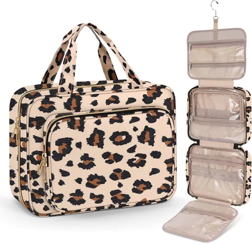 Miniatura 15 de Bolsa de aseo Wedama para mujer, bolsa de viaje grande para cosméticos, bolsa de aseo colgante para baño, bolsa de maquillaje impermeable de PVC Rosa