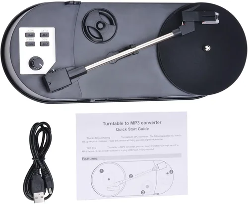 Miniatura 4 de Turntable Converter for Record Player to MP3 Conversion Adapter with Multiple Speeds and Integrated Auditory Record Converter
