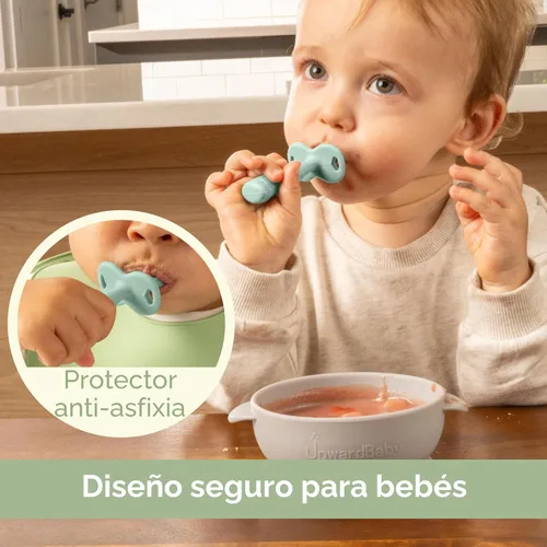 Miniatura 4 de Upward Baby - Cuchara de silicona para bebés con barrera antiestrangulamiento, cucharas para bebés de 6 meses, suministros infantiles de primera