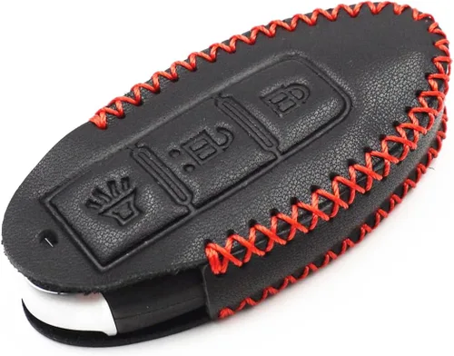 Miniatura 4 de Funda de piel negra para Nissan Versa Rogue Pathfinder 370Z Armada Juke Murano Titan Infiniti EX35 FX35 QX50 QX70 3 Botones Smart Remote Key Fob