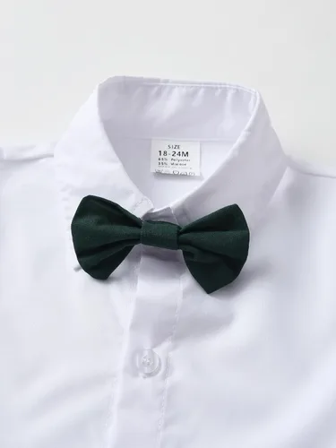 Miniatura 27 de Conjunto de pantalones para bebé, camisa de manga larga + pantalones + corbatín + tirantes, trajes de caballero para niños pequeños