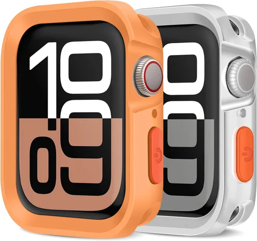 Miniatura 21 de Amizee Paquete de 2 fundas resistentes compatibles con Apple Watch Series 9/8/7 de 1.772 pulgadas, SE 3/2/1 Series 6/5/4 de 1.732 pulgadas, TPU