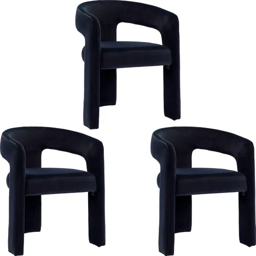 Miniatura 9 de BESTANO Sillas de comedor modernas tapizadas en terciopelo de vellón con respaldo abierto, lindas sillas laterales de barril, sillas de cocina