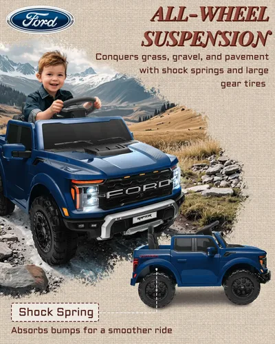 Miniatura 6 de First Ride On Auto Eléctrico de 12V para Niños, Ford F-150 Raptor con Licencia Juguetes de Paseo para Niños Pequeños con Control Remoto, Camión