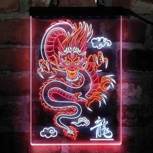 Miniatura 14 de ADVPRO Dragón chino en la nube palabra tricolor LED neón signo verde y rojo y amarillo 7.9 x 12.6 pulgadas st9s23-i3225-gry