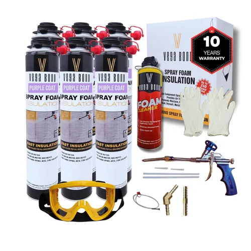 Miniatura 10 de Vega Bond SF001 paquete con pistola, un solo componente premium, autoexpandible, espuma en aerosol de aislamiento de celdas cerradas Purplecoat, 29