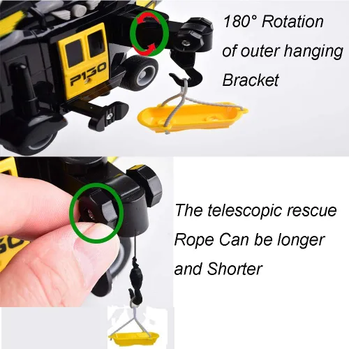 Miniatura 5 de OMGTOY Helicóptero militar, avión de la fuerza aérea de juguete con cesta colgante luces y sonidos para niños (negro)