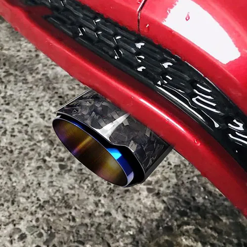 Miniatura 8 de CARMON Puntas de silenciador de tubo de escape de fibra de carbono forjada para automóvil con tubo de escape de acero inoxidable 304 azul quemado