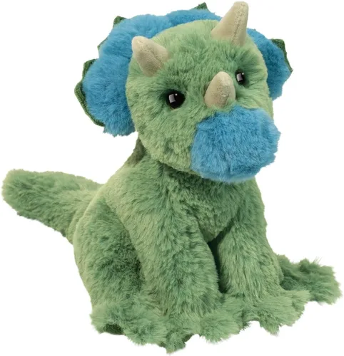 Douglas Mini Roarie - Peluche de dinosaurio verde, juguete de dinosaurio Triceratops suave de 8 pulgadas, bonito peluche de dinosaurio ponderado